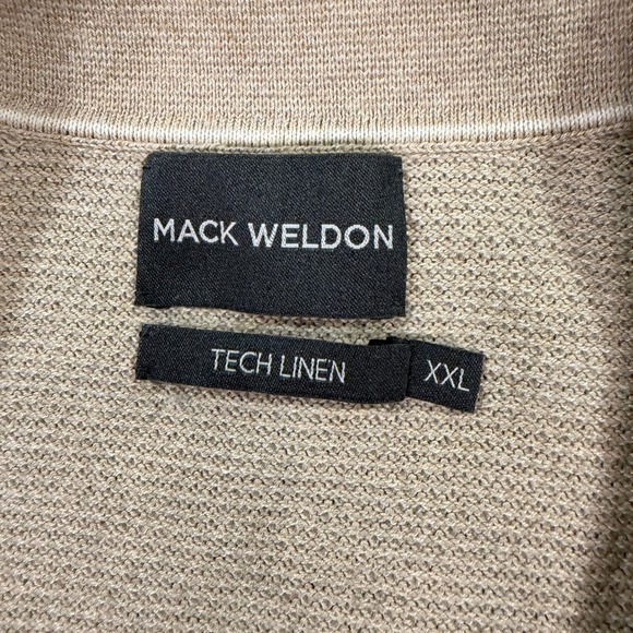 Mack Weldon Mens XXL Tech Linen Polo Cardigan Tan Beige Button Front Knit Shirt - Picture 3 of 7